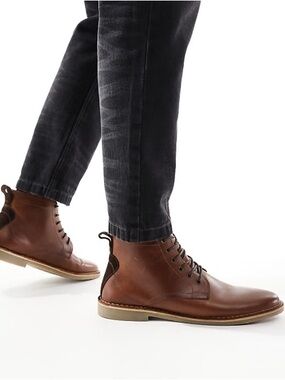 ASOS DESIGN lace up desert boots in tan leather